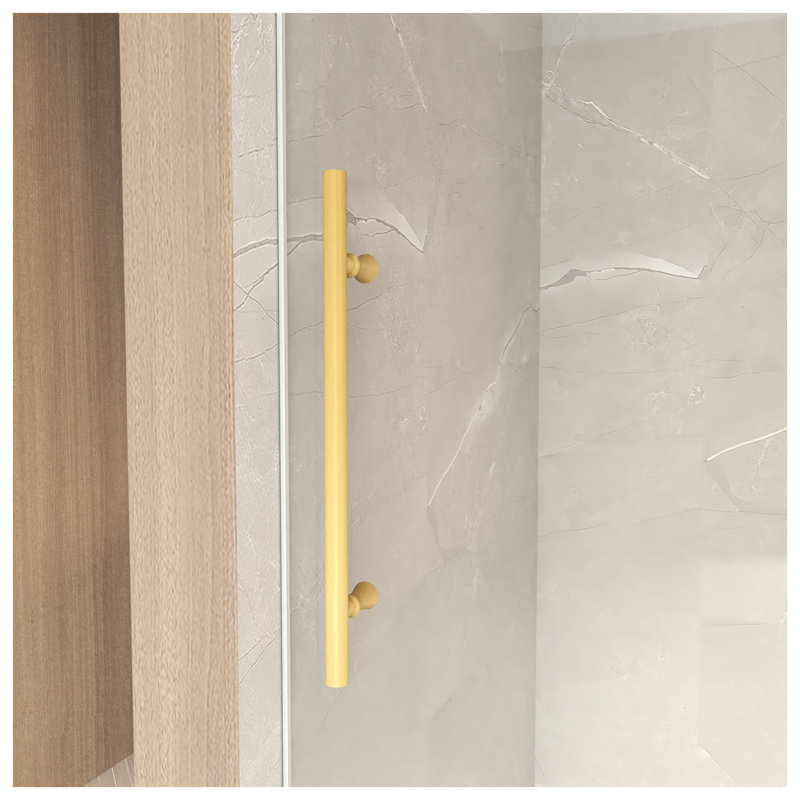 Porte de douche coulissante sans cadre, largeur 44 à 48 po x hauteur 76 po, verre trempé 5/16 po avec finition or brossé