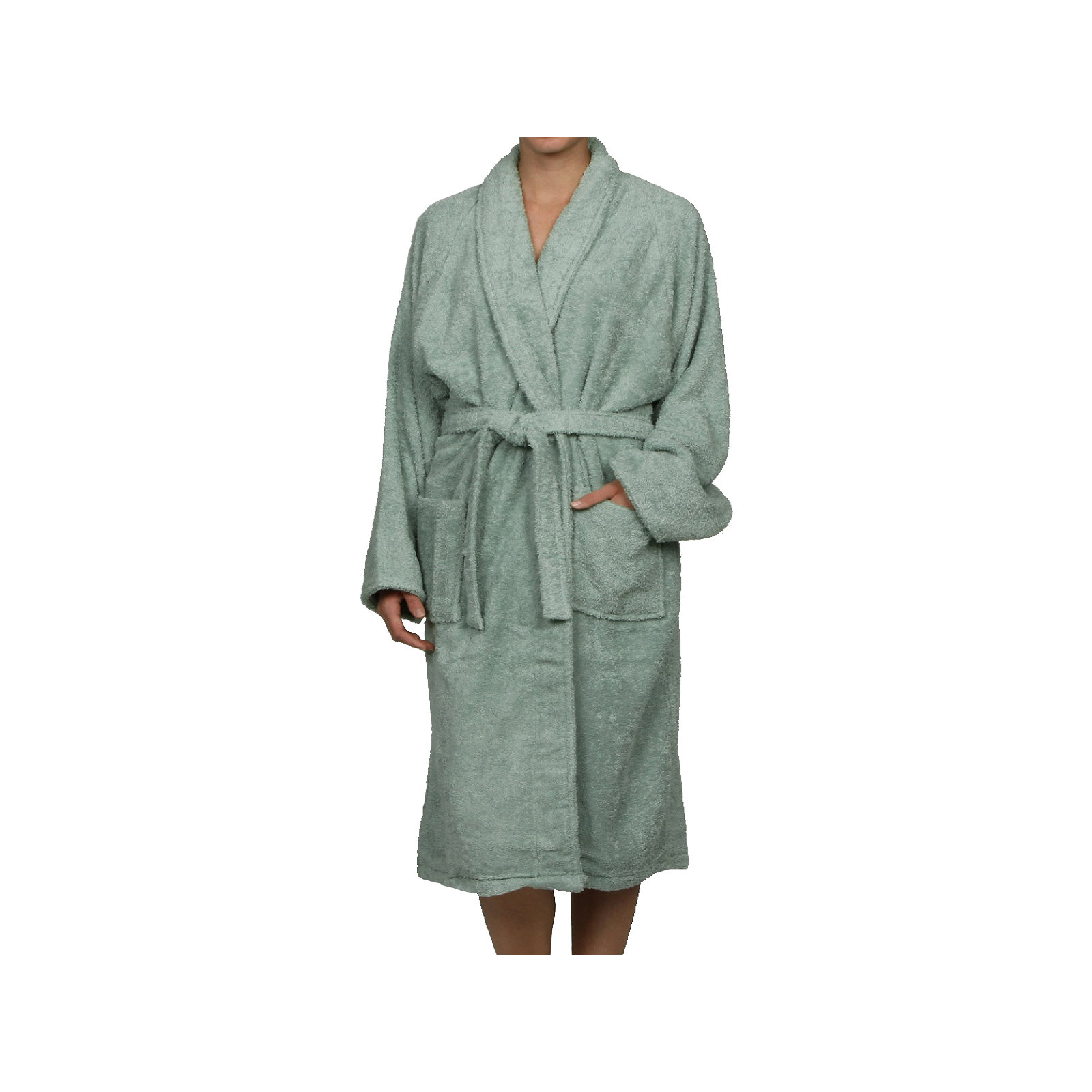 100% Cotton Bathrobe, L, Sage