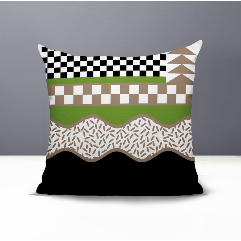 Coussin carré intérieur / extérieur Trix Abstract, Carré 16 po, Chartreuse