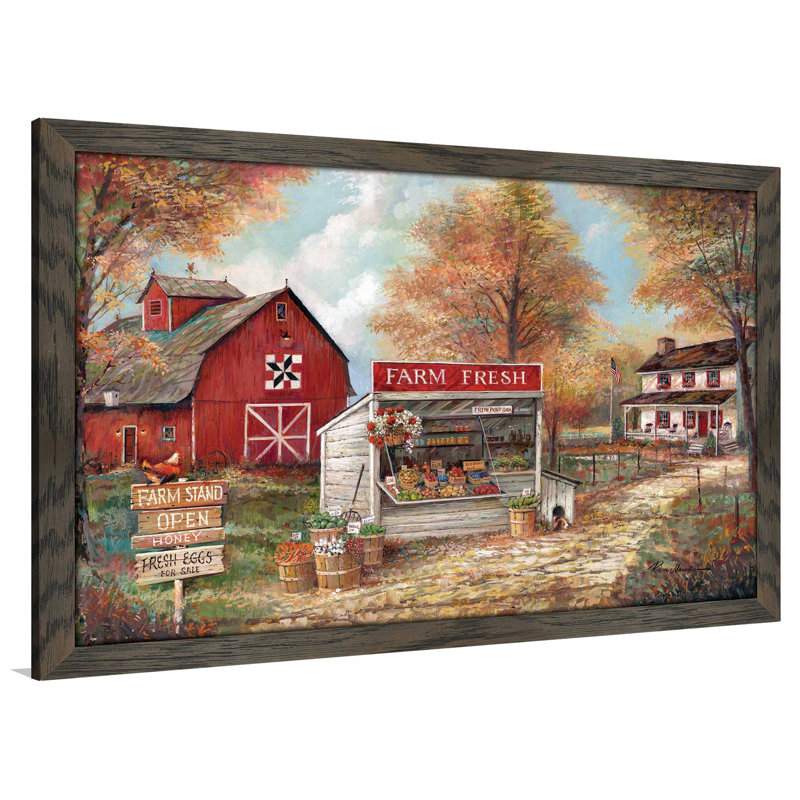 « farm fraîche », reproduction de peinture à l’huile encadrée, H 21,5 po x l 27,5 po x P 0,75 po
