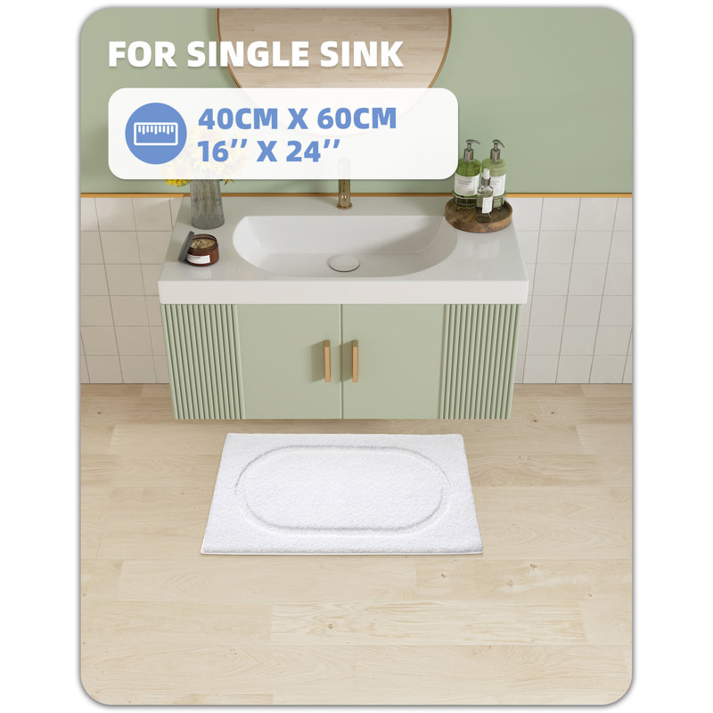 Tapis pour salle de bain Wesleigh, L 16 po x L 24 po, Blanc