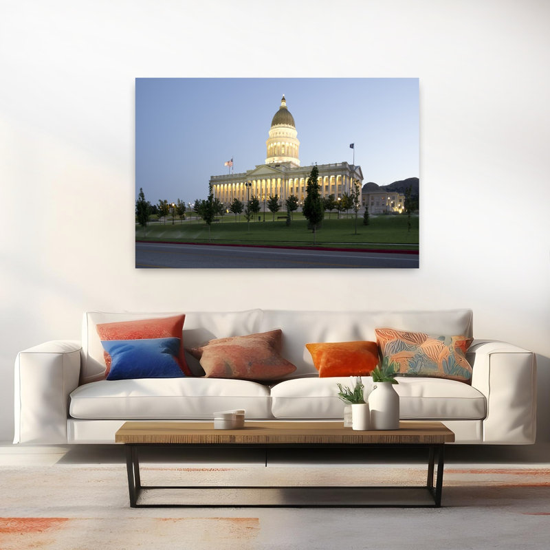 Garden in front of Utah State Capitol Building Salt Lake City Utah USA 1 Piece Wrapped Canvas Wall Art