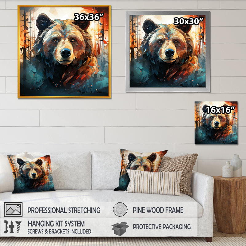 «Brown Bear Forest Portrait I - Bear 2», art mural, Toile tendue, H 36 po x l 36 po x P 1,5 po