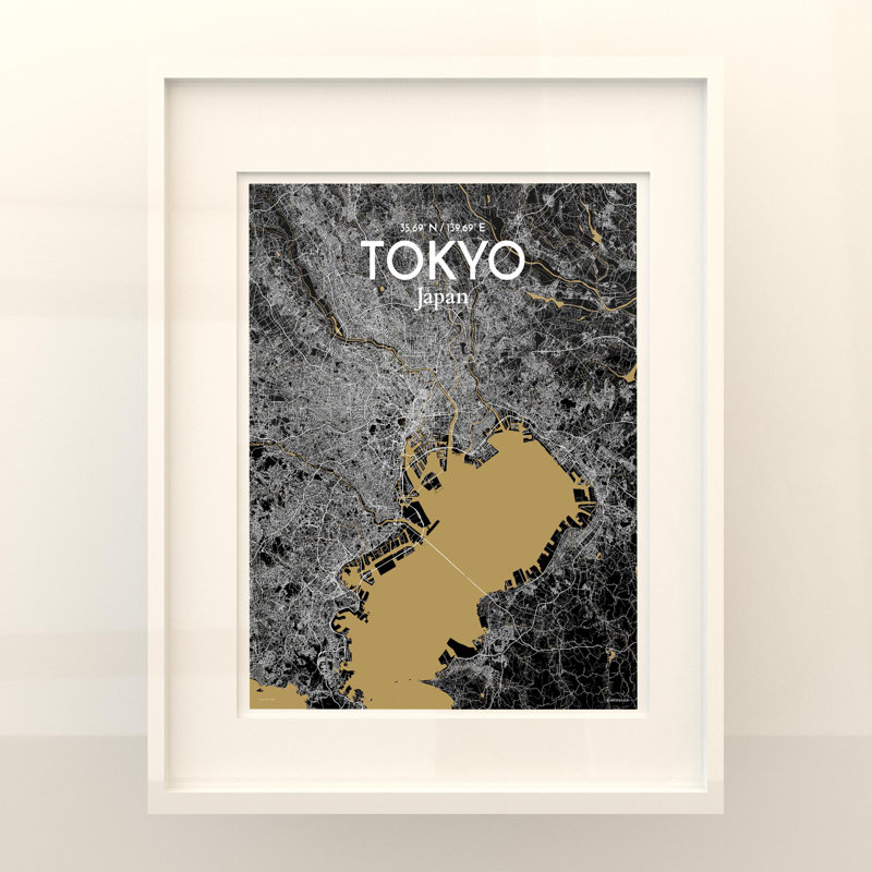 Tokyo City Map In Luxe - No Frame Print, 20cm H x 16cm W x 0.05cm D