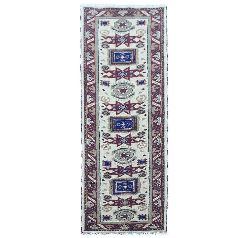 Tapis d'intérieur oriental noué à la main, en soie et laine crème bordeaux, fait à la main