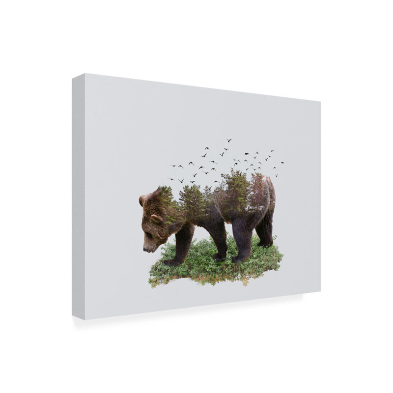Ours sur toile par Salome Jividze, H 35 po x l 47 po x P 2 po