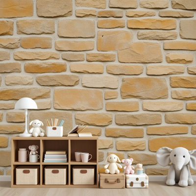 Papier peint auto-adhésif en pierre naturelle texturée à motif de pierre naturelle beige H 69 po x l 96 po amovible en PVC pour le salon de la chambre à coucher