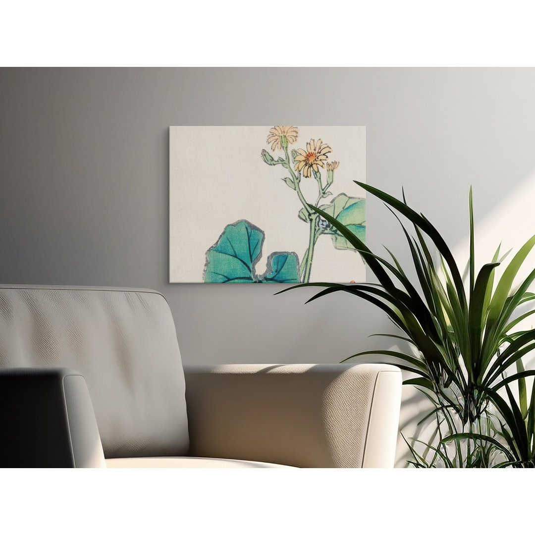 Japanese Botanical Art Canvas Print, Vintage Ukiyo-e Daisy Flowers Wall Art, Zen Minimalist Nature Home Decor Aesthetic Gift