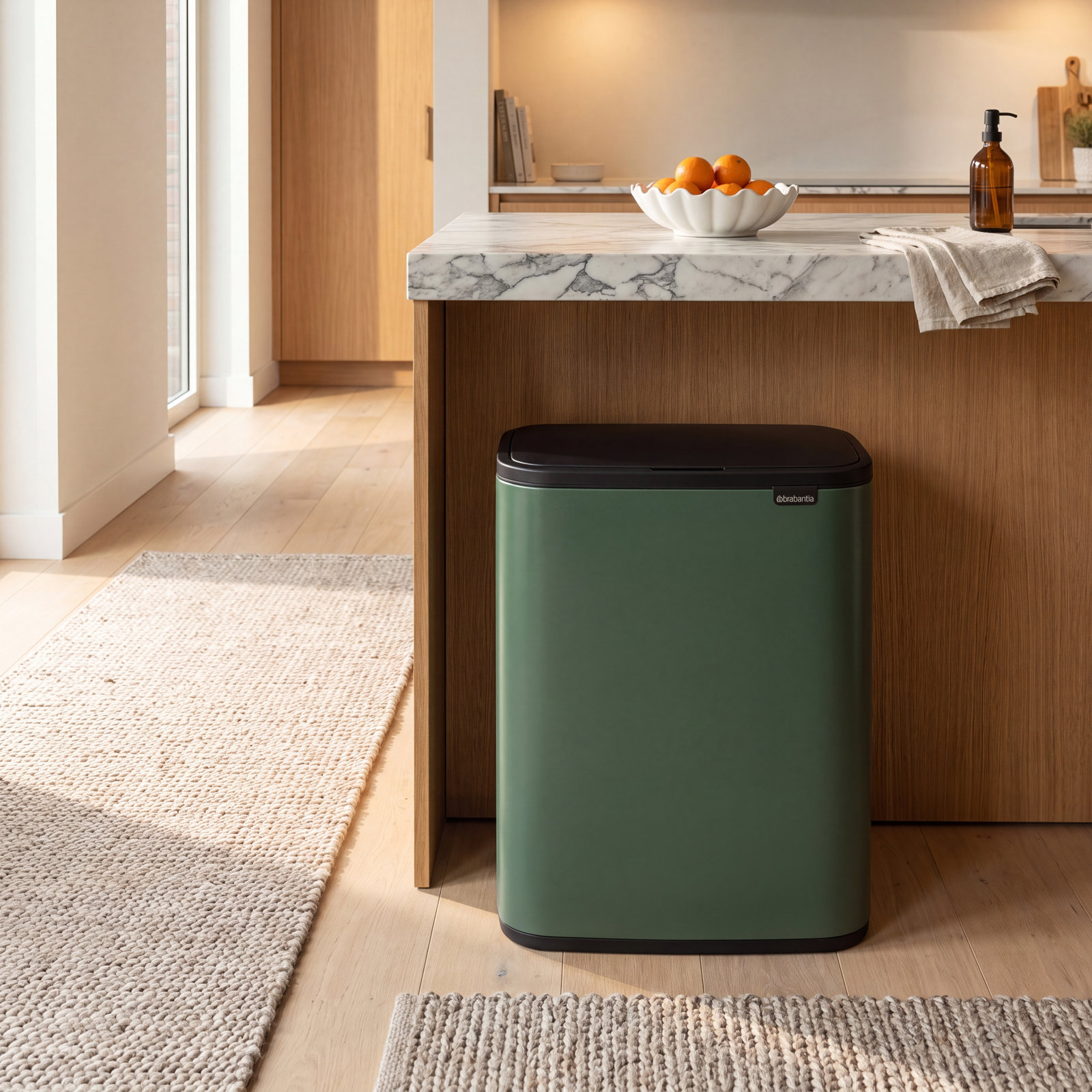 Brabantia Bo Touch Top Dual Recycling Can, Pine Green