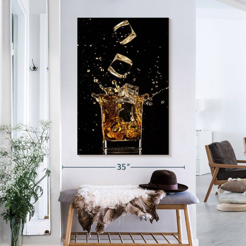 Whiskey Ice Splash Canvas Print, 26" H x 39" W x 1.25" D