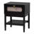 Euradell Baxton Studio Shirin Mid-Century Beige Fabric And Black Wood 1-Drawer Nightstand