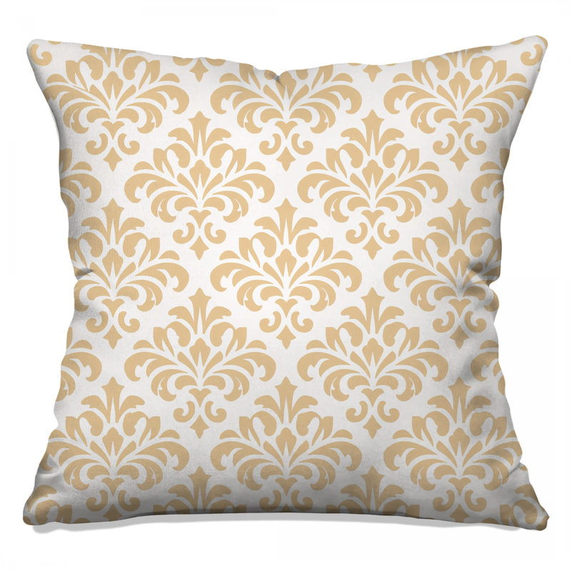 Beige Damask Pattern Double Sided Throw Pillows, 18 x 18 inches