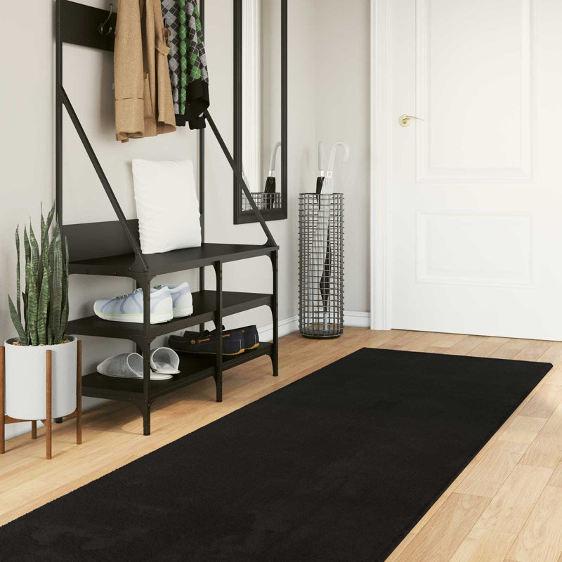 Rectangle cm Area Rug, Black, Runner 80cm x 500cm