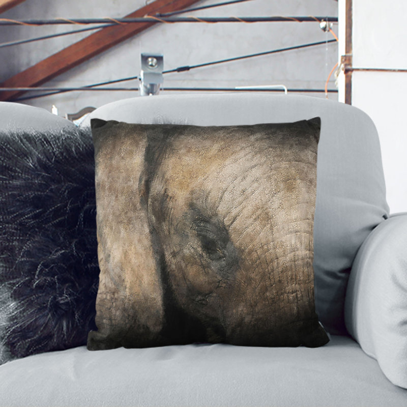 Gentle Elephant Painting Cushion with Filling, 40cm H x 40cm W x 15cm D
