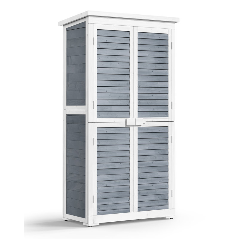 5.2'H Solid Wood Vertical Storage Shed, Gray