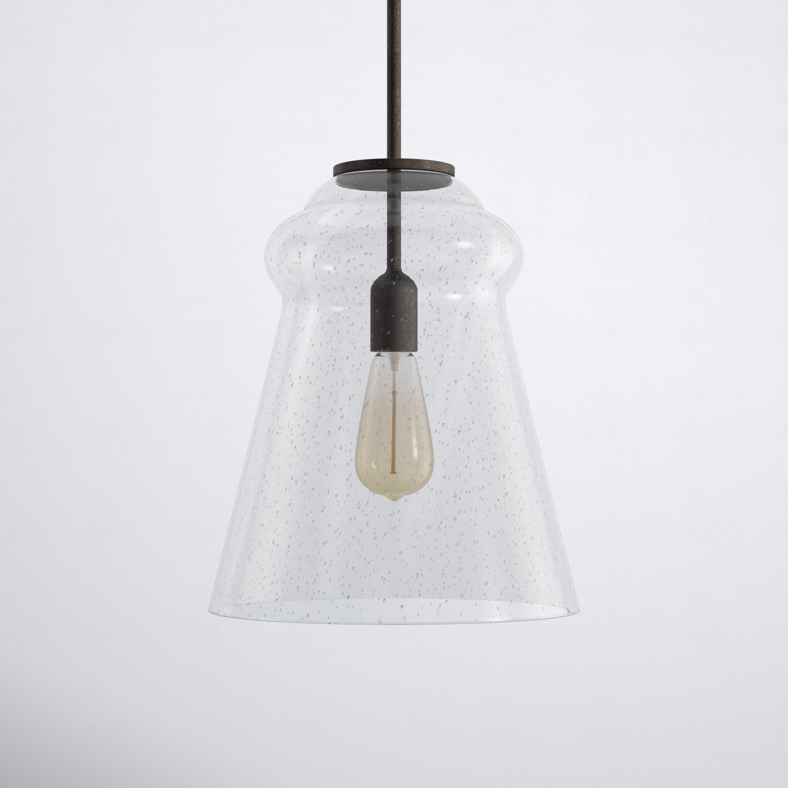 Single Light Glass Steel Dimmable Pendant, Chrome