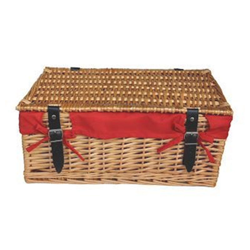 Wicker Packaging Hamper Basket with Lining, Red