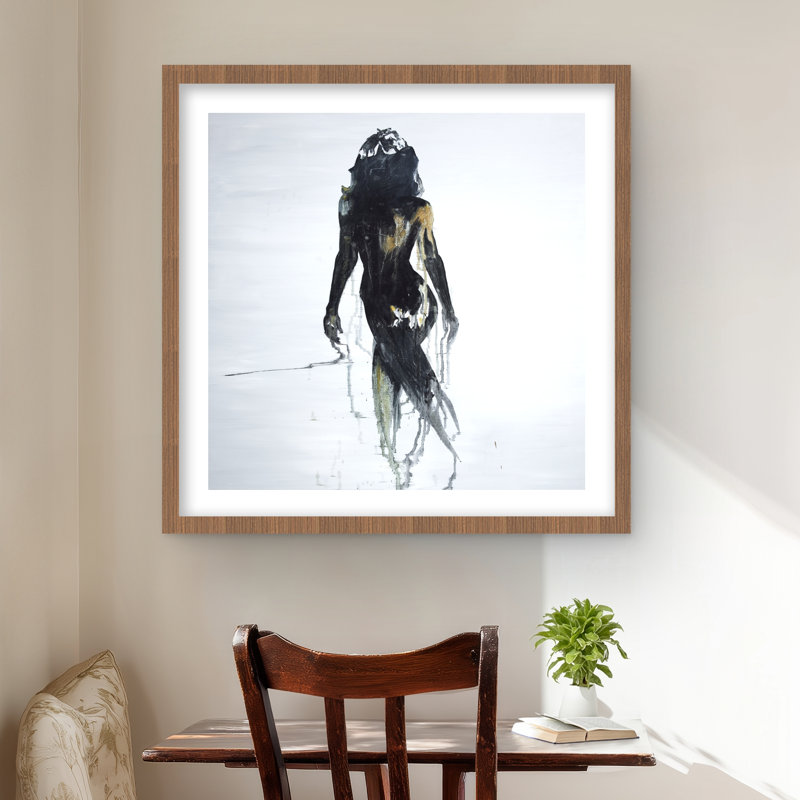 Silhouette de femme abstraite - reproduction encadrée romantique, Brun