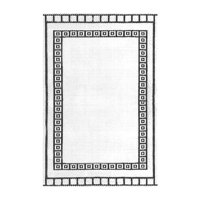 4' X 6' Border Outdoor Mat, Black & White