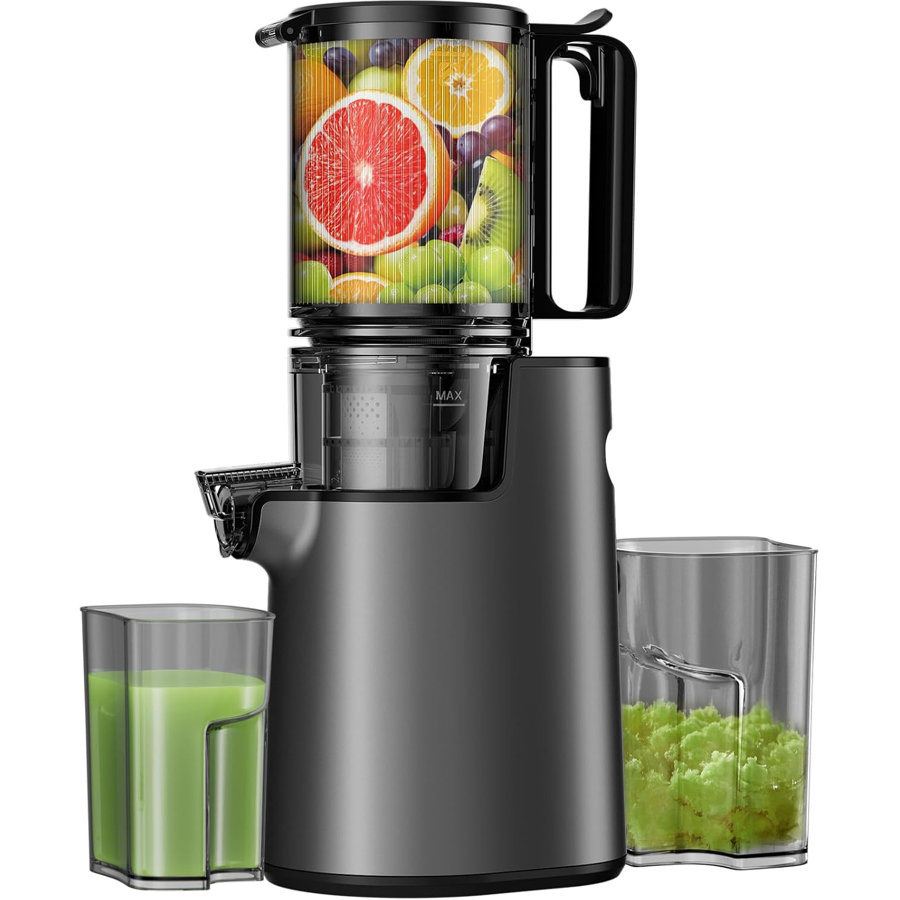 Cold Press Juicer,Slow Masticating Juicer Machines,350W Juice Extractor Machine,5.3" Large Bore Feed Chute Fit Whole Vegetables and Fruits,Easy to Clean Juicer