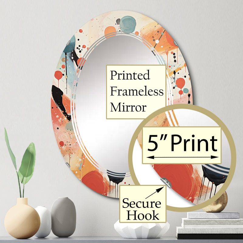 Freidrick - Miroir mural Mid-Century ovale, 30 po x 20 po