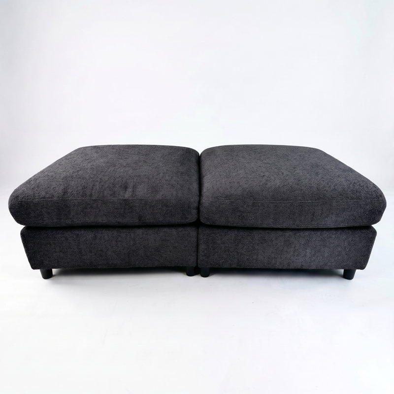 2-Piece Ottoman Footrest Set for Modular Sectional Sofa, Black