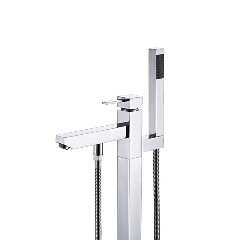 Bec de baignoire au sol avec douchette, Chrome