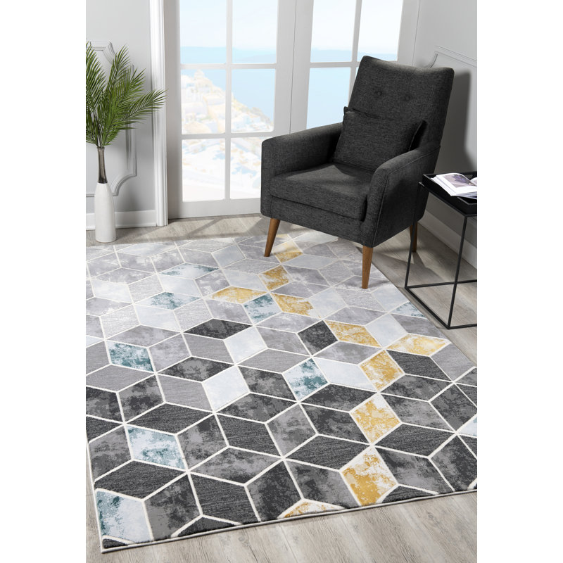 Tapis gris / blanc Normant, Rectangle 8 pi x 11 pi