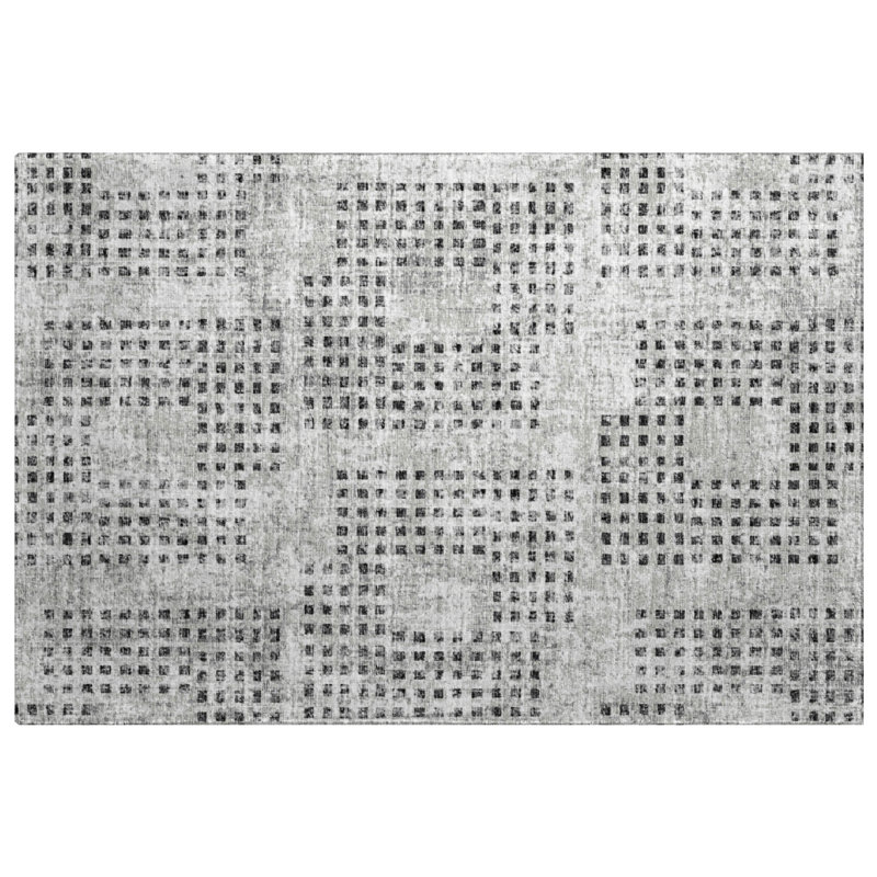 Premium Machine Washable Dream Shag  Squares Rug, 1'8" x 2'6", Gray