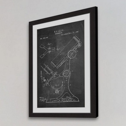 « microscope 1886 craie » par steve king, reproduction d’art encadrée, H 30 po x l 20 po x P 1,5 po