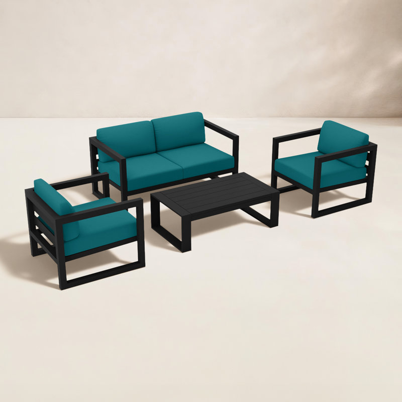 Ensemble de conversation 4 pièces avec coussins Sunbrella® Smith, Argent coulé Sunbrella®, H 25 po x l 54 po x P 25,5 po