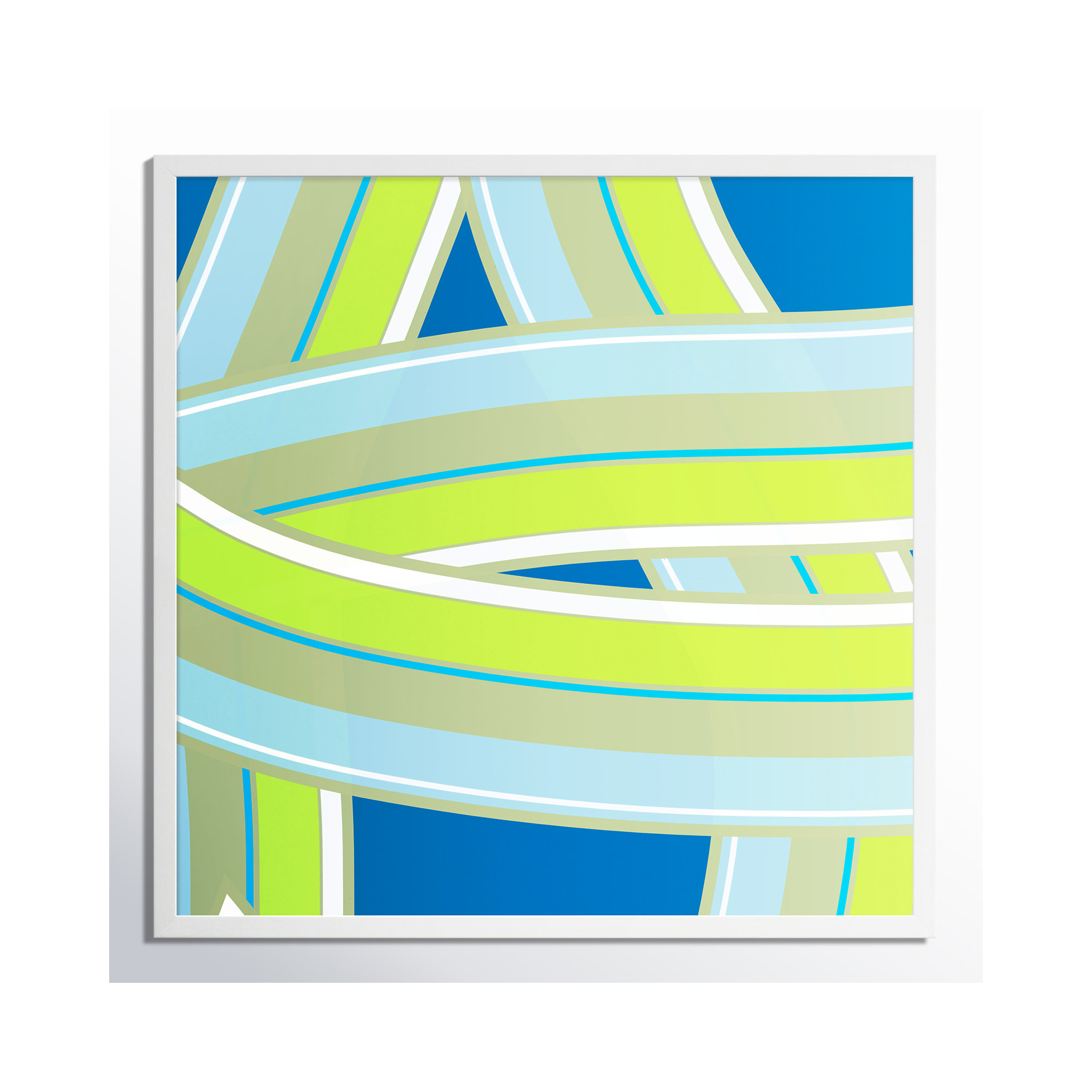 Summer Twist by Jacques Pilon, 16" H x 16" W x 1.25" D, White Wood