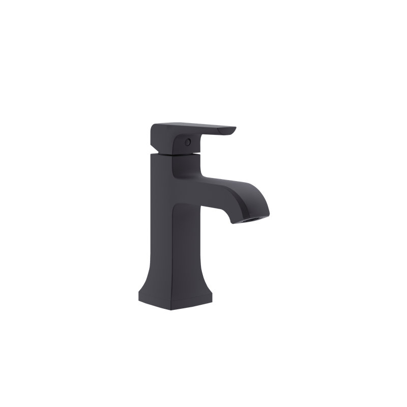 Robinet de salle de bain chêne monocorps à poignée simple avec bonde à poussoir, Noir mat