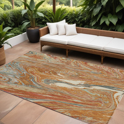 Tapis d'extérieur intérieur lavable abstrait 9 pi x 12 pi HomeRoots