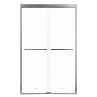 Shower Enclosure 48" W X 76" H, Semi- Bypass Sliding, Brushed Nickel, Tempered Glass, Elegant Bathroom Addition H Door, Clear Revitalization Project