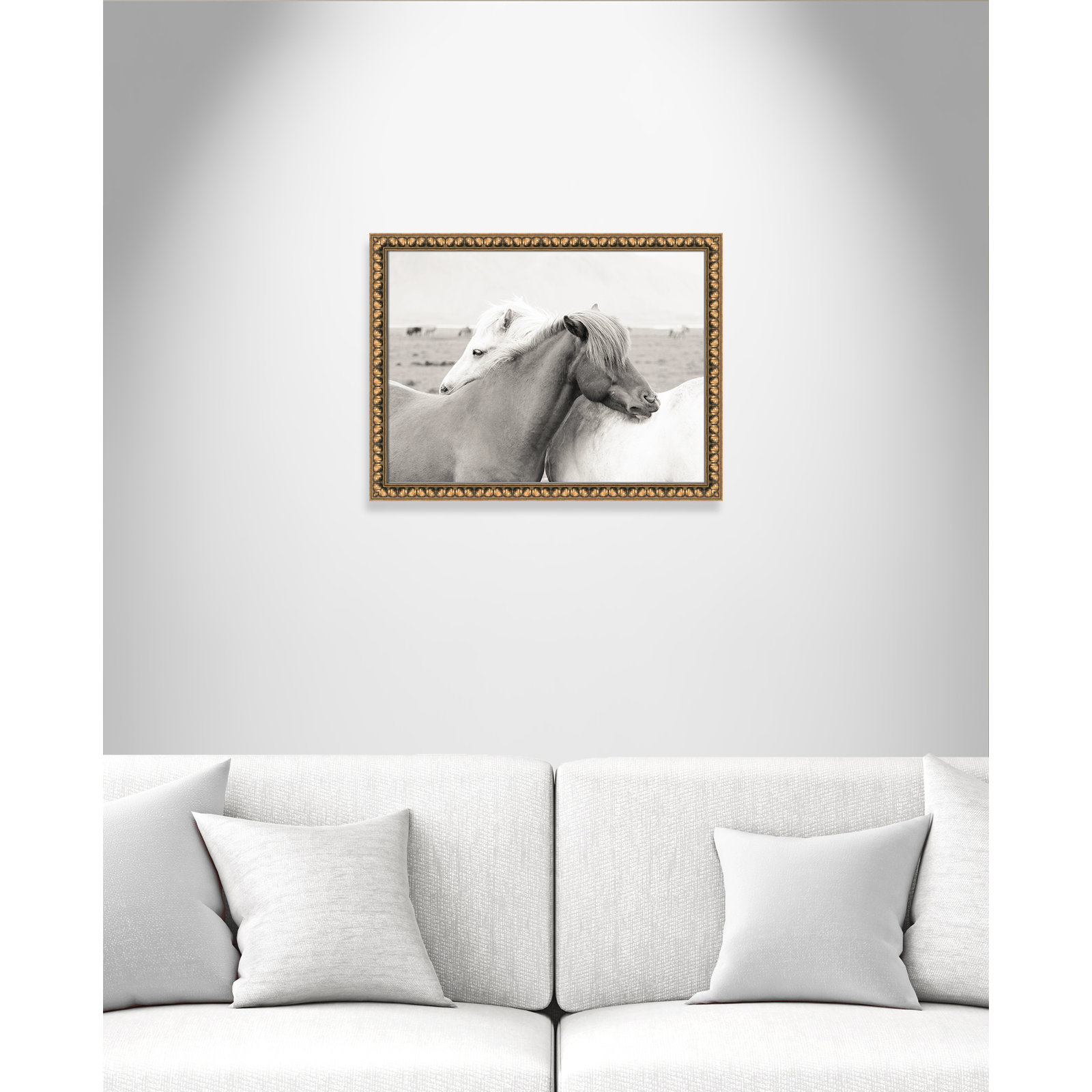 Melanie "Icelandic Meadow Horses" Print, Gold Bead Framed, 18" H x 24" W x 1.13" D