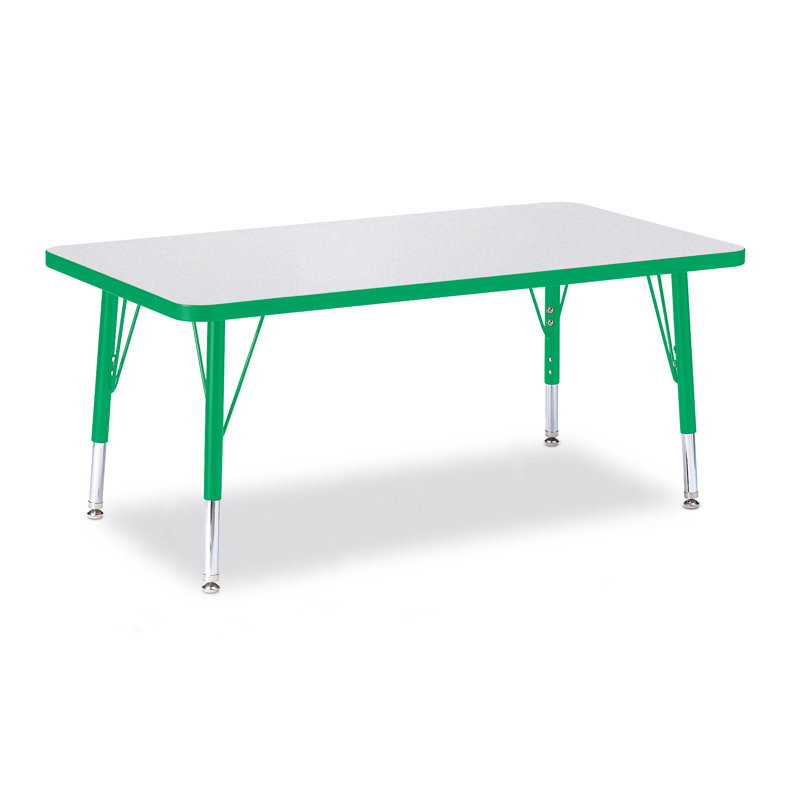 Table rectangulaire Berries, Jambe standard élémentaire 15" - 24", Gris et vert, 24 po x 48 po