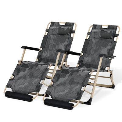 Zero Gravity Lounge Chair, Foldable Recliner with Adjustable Headrest and Foot Pads, Supports Up to 330lbs Outdoor Folding Lounger by Arlmont & Co.