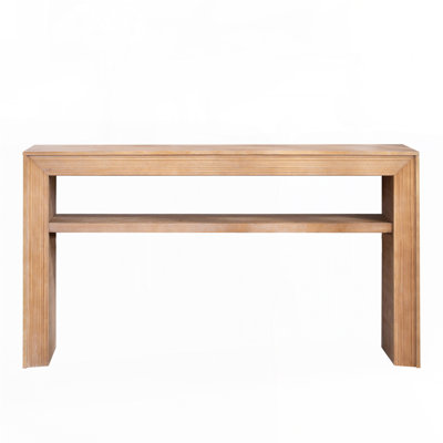 Rustic Solid Wood Console Table with Storage Shelf