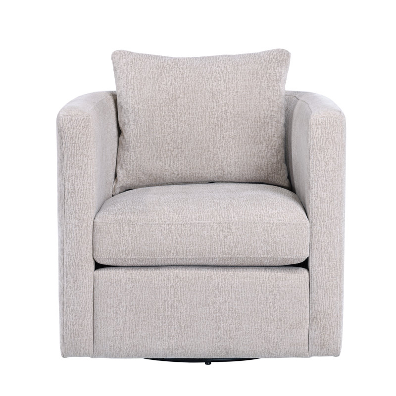 Fran Swivel Barrel Chair, Beige Polyester
