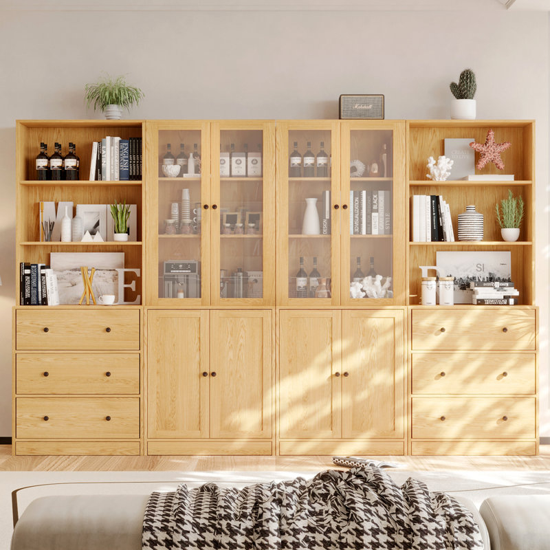 Reshelle Book Cabinet Storage Bookcase, Wood