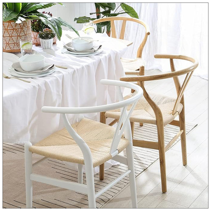 Fauteuil Wishbone, teinture blanche, Blanc