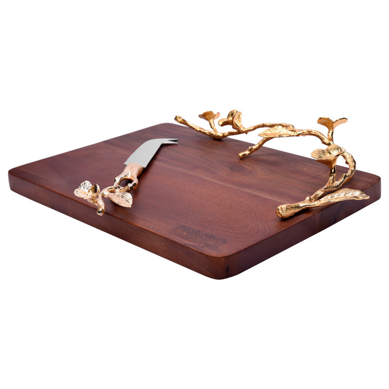 Ornement en forme de planche à découper en bois d'acacia avec pastille Decumin