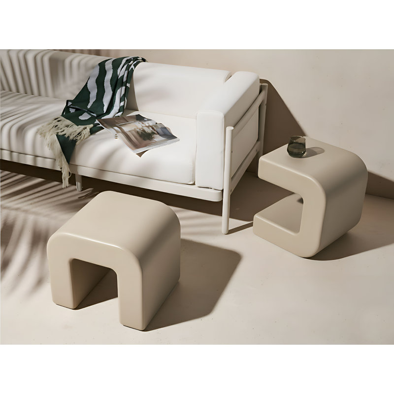 Block Side Table Set, Beige