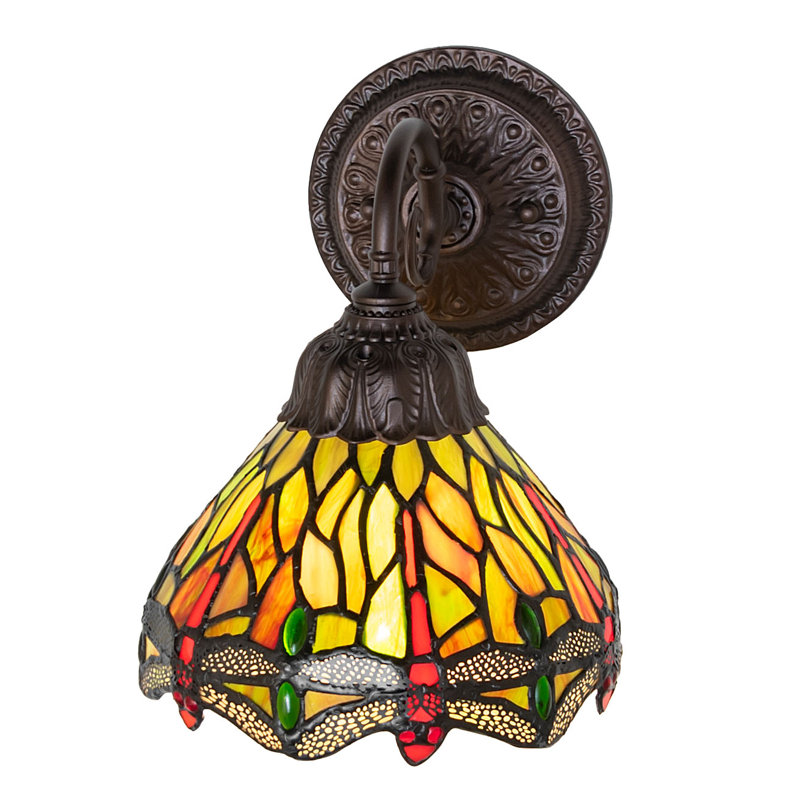 1 - Light Armed Sconce, Dome, Green/Orange/Red/Clear