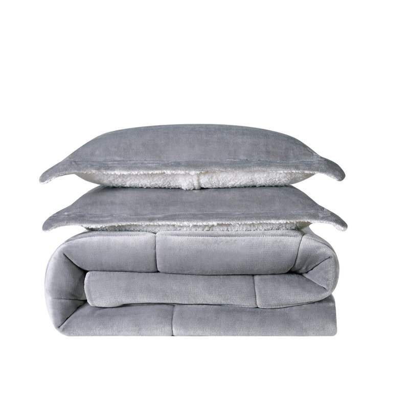 Truly Soft Cuddle Standard Polyester Comforter Set, Gray, Twin XL Comforter + 1 Sham