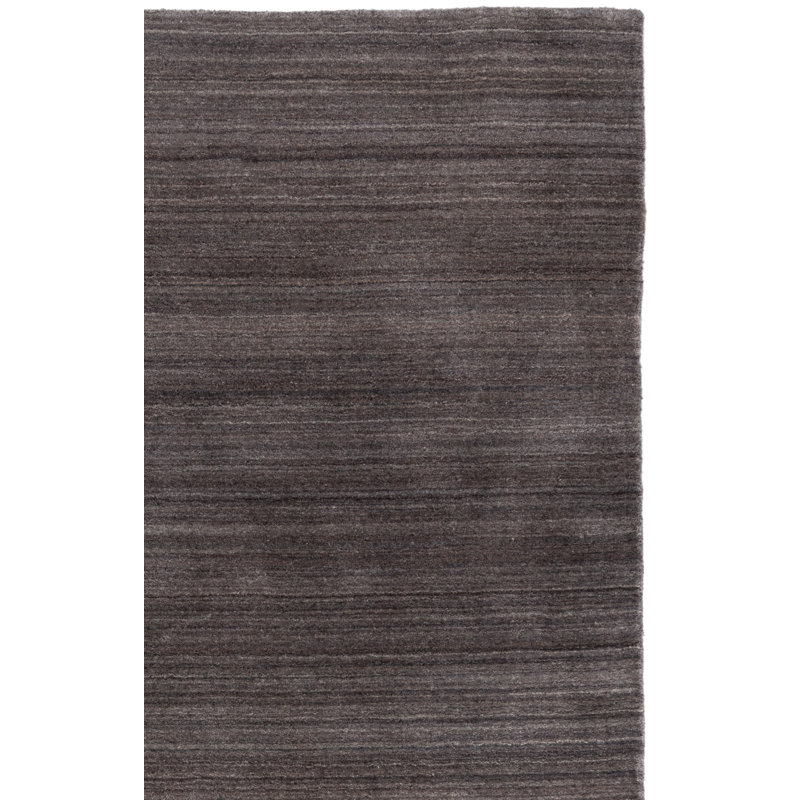 Thendara Hand Loomed Wool/Cotton Solid Color Rug in Charcoal, Rectangle 4' x 6'