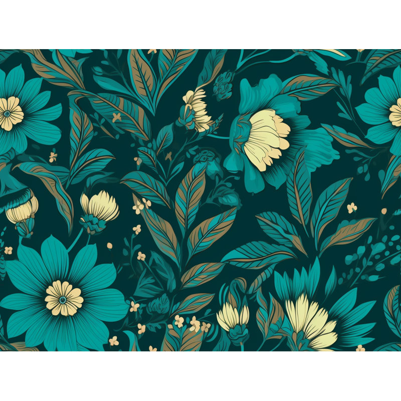 Machine Printed Comforter, Twin Extra Long Comforter, Green/Turquoise Floral