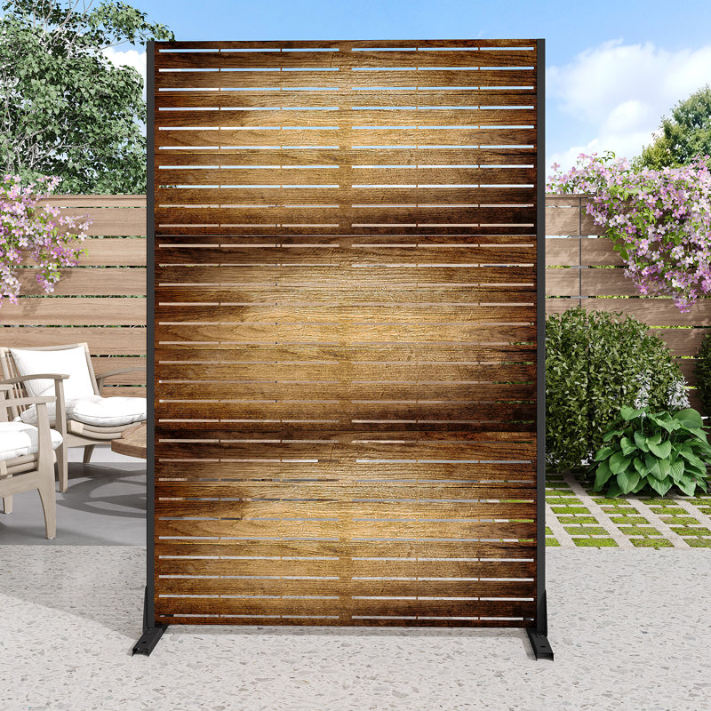 Paravent d'extérieur rectangulaire en métal 72 "x 47", Noyer