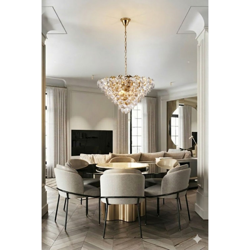 Lustre en cristal doré 15 lumières Transitional